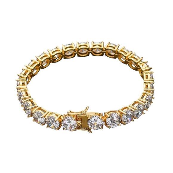 14K Gold Plated Moissanite 8mm Ladies Tennis Bracelet Gift Set Yellow Gold 8 in… - Picture 2 of 7